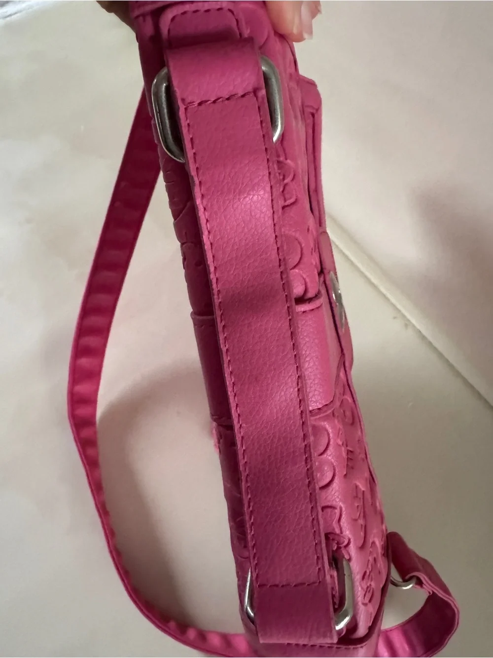Loungefly x Hello Kitty Pink Embossed Crossbody Satchel Purse Rare Sanrio Bag